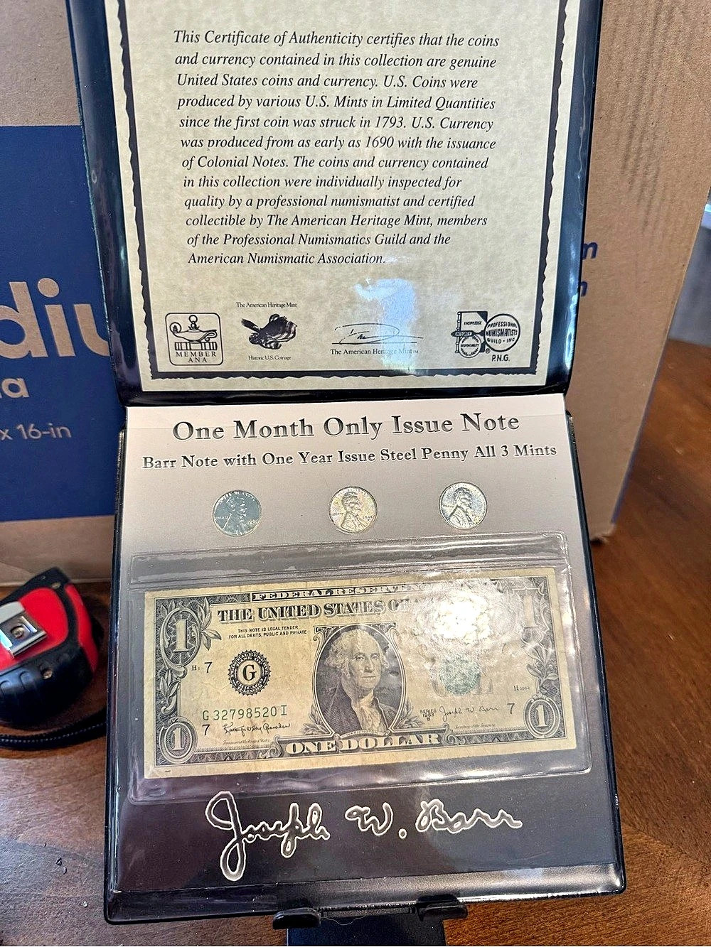The American Heritage Mint One Month Only Issue Note Barr Note with One Year